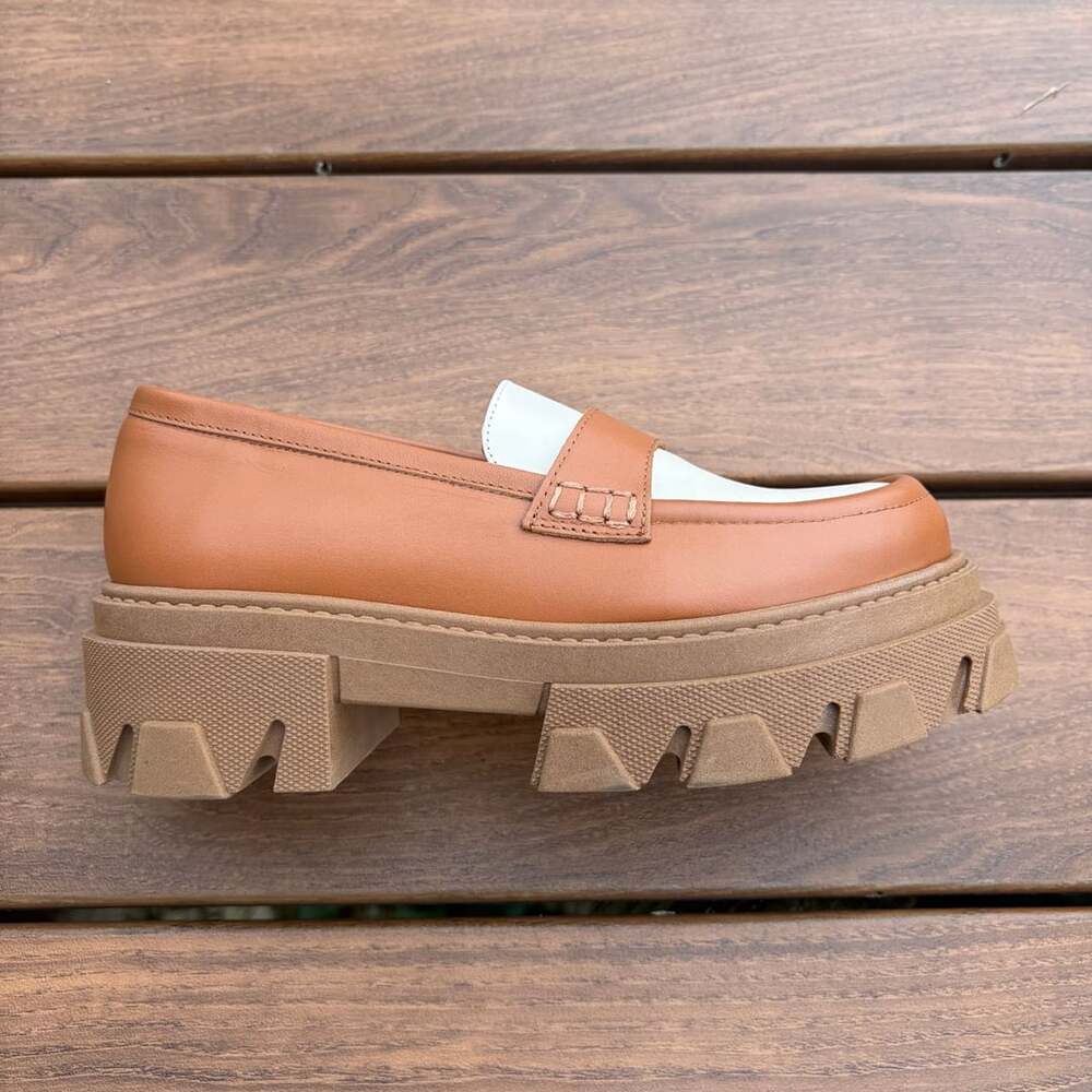 Alohas Trailblazer Bicolor Leather Loafers Brown/Tan & Off-White Size 7.5-8 - Picture 7 of 13
